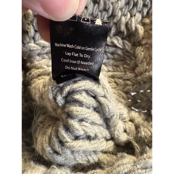POL Cable knit Oversized Chunky Sweater Women's M Gray Turtleneck Cropped - Picture 5 of 8